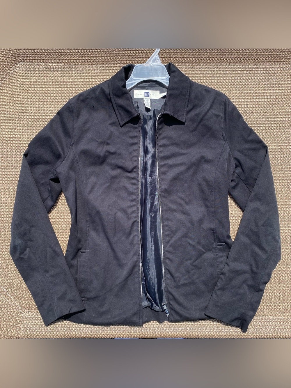 Gap Factory Vintage Y2K Black Zip Up Collared Jacket Size 6